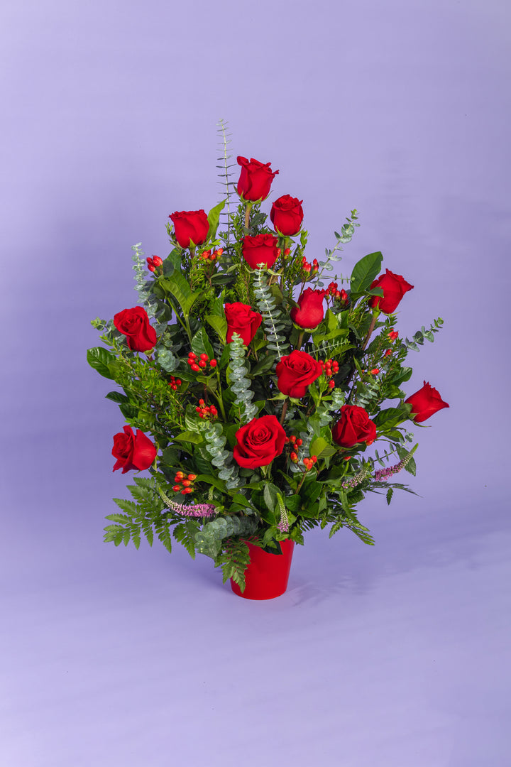 Arreglo de 14 rosas rojas