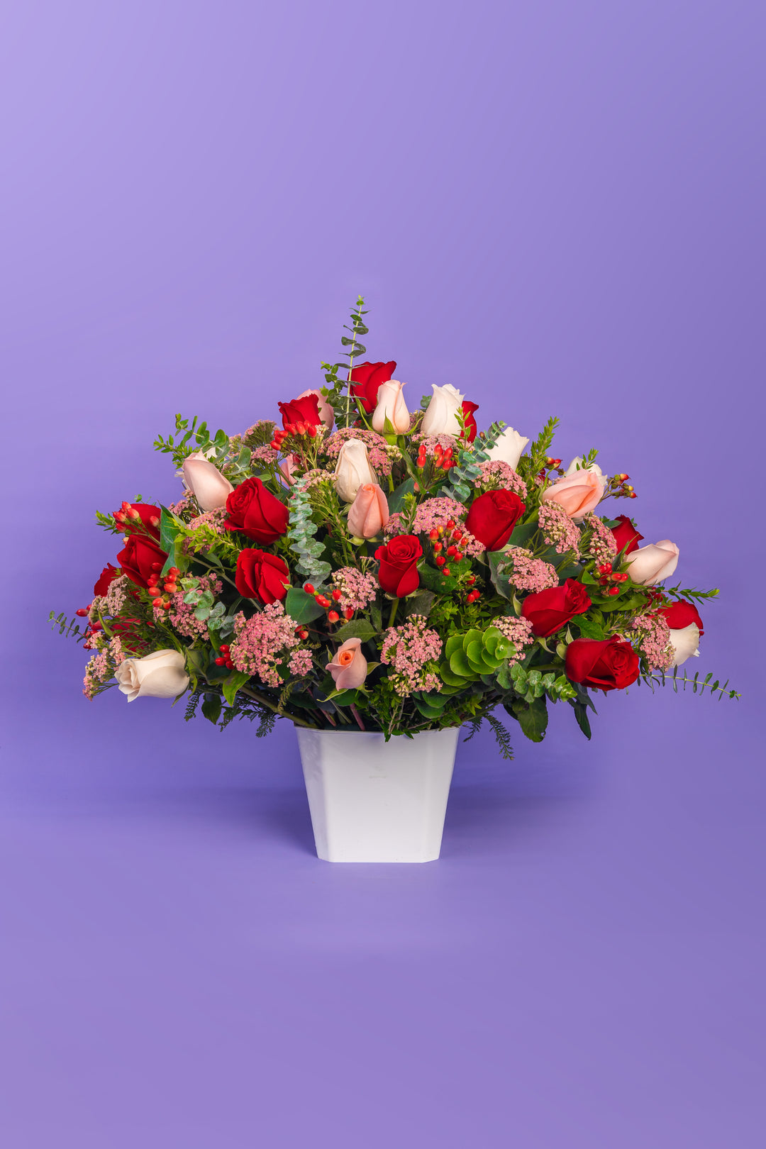 Box de 24 rosas rojas y rosadas