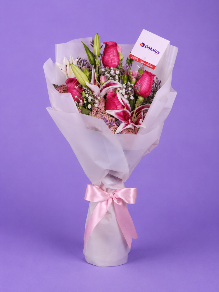 Ramo de Lirios Rosados con Rosas