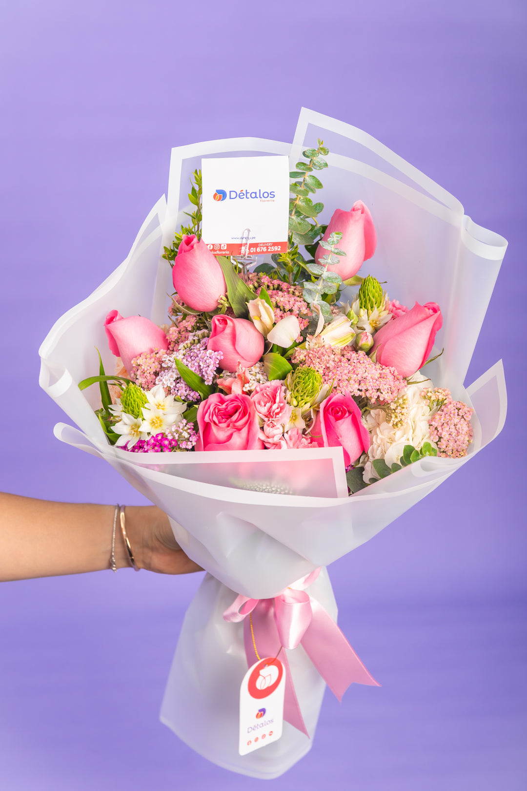 Ramo de 6 rosas rosadas