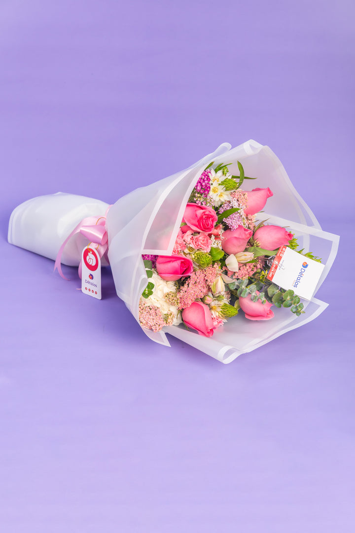 Ramo de 6 rosas rosadas