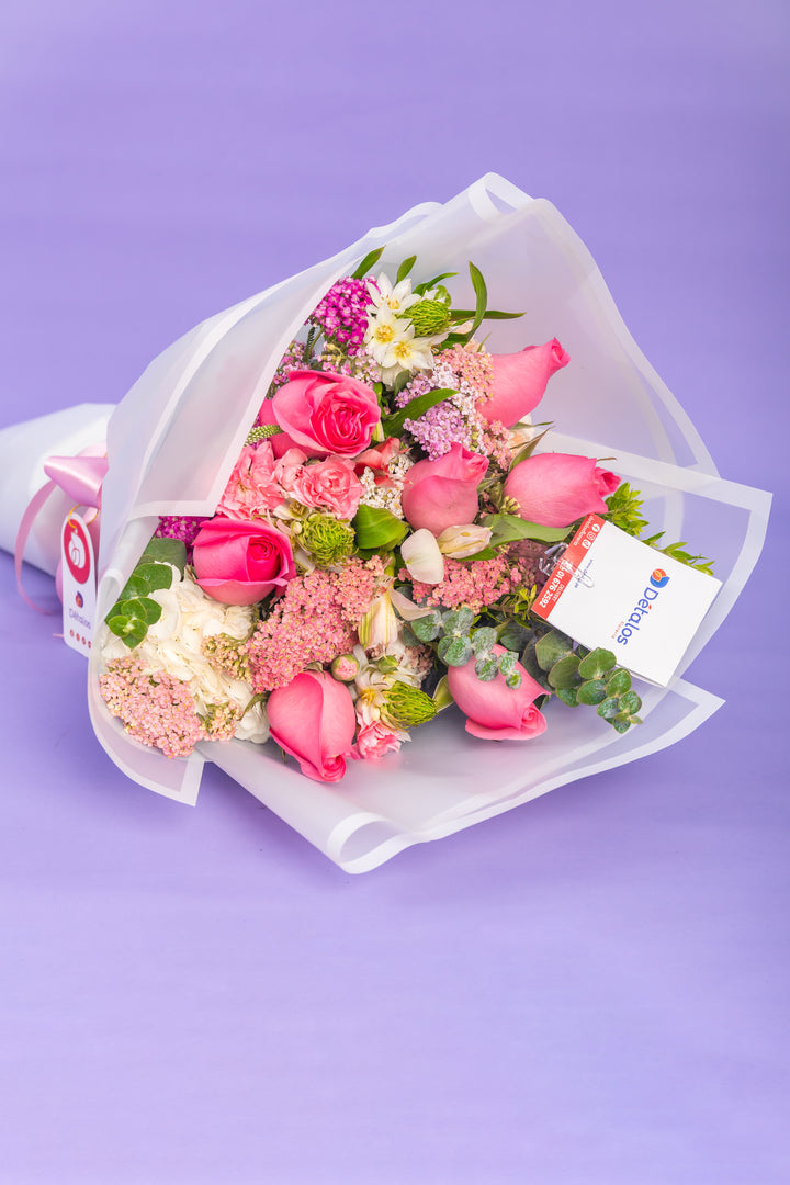Ramo de 6 rosas rosadas