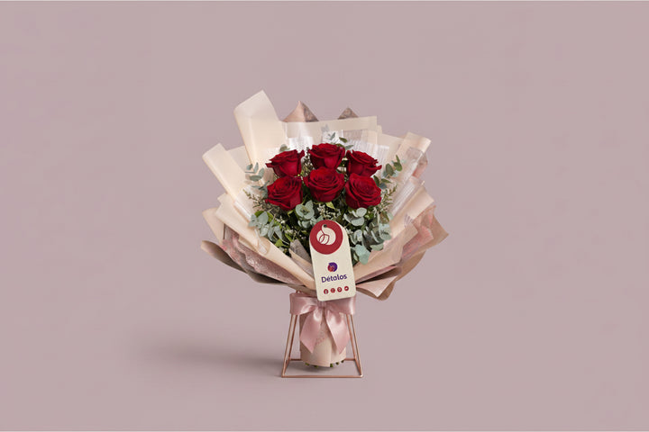 RAMO DE 6 ROSAS ROJAS